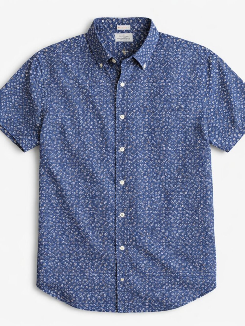 J.Crew Linen Shirt Men M Blue Floral Classic Fit Button-Down Short Sleeve